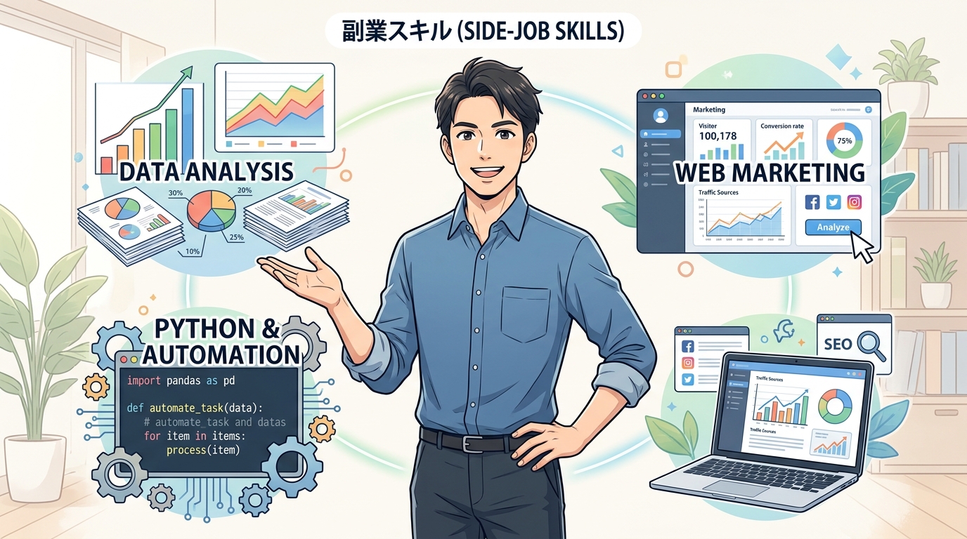 AIコネクトで習得できるデータ分析やPythonなどのスキルセット